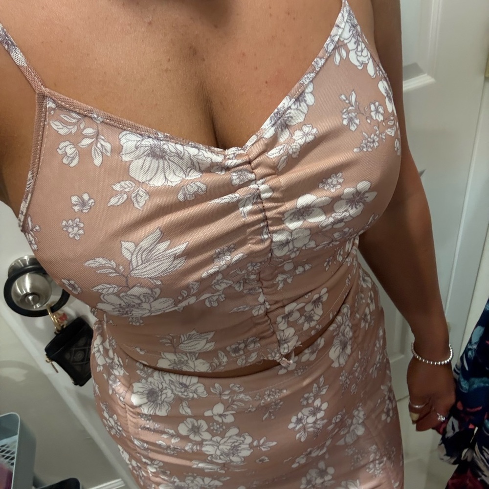 Floral Pink Spaghetti Strap Dress